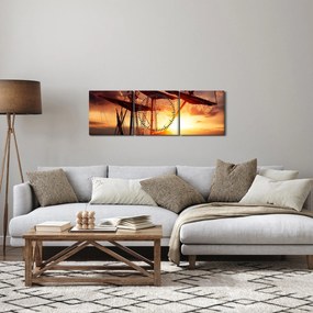 Kép - Ősi kalózhajó (órával) (90x30 cm)
