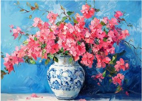 Kép - Váza rózsaszín virágokkal (70x50 cm)