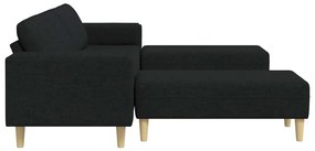 Kanapé Szett 3 pcs Fekete szövet