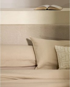 Bézs kárpitozott ágyneműtartós franciaágy ágyráccsal 180x200 cm Nahiri – Kave Home