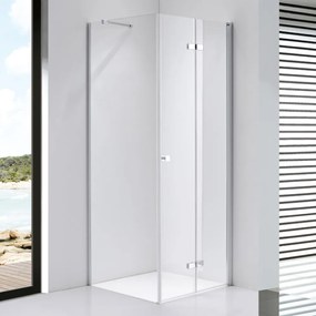 Stuxi Verona 80x80 cm szögletes csuklóajtós zuhanykabin, 6 mm vízlepergető üveggel, króm elemekkel