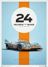 Művészeti nyomat Porsche 917 - Gulf - 24h Le Mans - 1971 - Limited Poster Re-edition, Automobilist