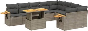 vidaXL 10 részes szürke polyrattan kerti ülőgarnitúra párnákkal