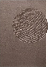 Gyapjú szőnyeg nappaliba 120x180cm, barna félkör mintás, 3d hatás