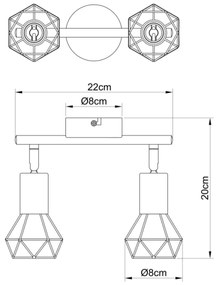 Globo 54802S-2AB - Spotlámpa XARA 2xE14/40W/230V