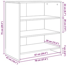 Büfé Tömör tölgy 70x41x75 cm Szerelt fa