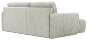 Krémszínű zsenília kinyitható-tárolóhelyes sarokkanapé (bal oldali-heverő résszel) Lilo – Makamii