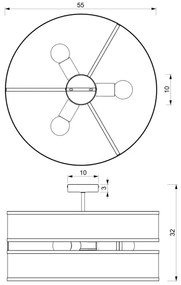 Felületre szerelhető csillár GLUM 3xE27/60W/230V fekete