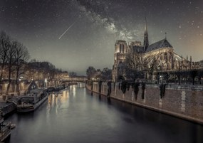 Poszter 84,1x59,4cm Notre-Dame de Paris éjszaka, Assaf Frank