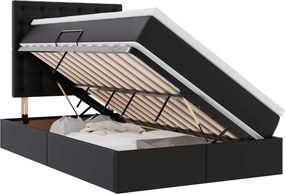 vidaXL Tárolós Ágy matracmal fejtámlával Fekete 120 x 200 cm Műbőr