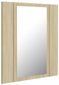 tölgyszínű akril LED-es tükrös fürdőszobaszekrény 40x12x45 cm