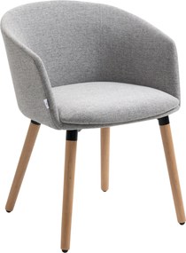 HOMCOM Puha Szövetes Étkezőszék Kartámaszokkal és Fa Lábakkal Irodához és Hálószobához - 120 kg Teherbírás, 57x56x72 cm, Szürke | Aosom