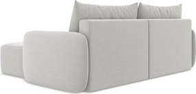 Világosszürke bársony kinyitható-tárolóhelyes sarokkanapé (jobb oldali-heverő résszel) Kalena – Makamii