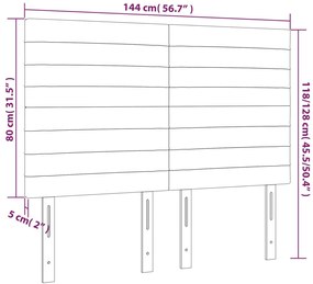 sötétszürke szövet LED-es fejtámla 144x5x118/128 cm