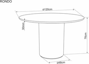Rondo kerámia étkezőasztal 120cm fehér/tölgy