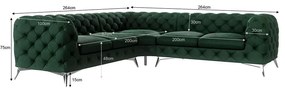 Sötétzöld bársony sarokkanapé Chelsea – Ropez