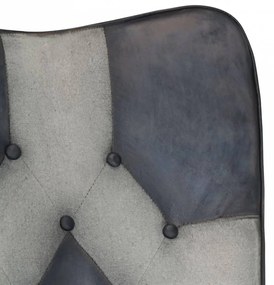 Szürke valódi bőr és vászon hintaszék