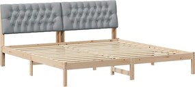 vidaXL Ágykeret Kárpitozott Fejtámlával fejtámlával Barna 200 x 200 cm