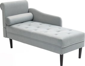 HOMCOM Varratos Fotel Bal Karfával és Párnával, Szövet Bútor, Chaise Longue Fotel Tölgyfa Lábakkal a Nappaliba, Irodába és Pihenőszobába, Szürke | Aos