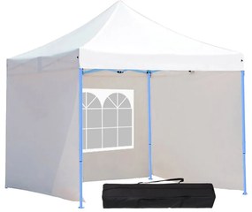 Összecsukható kerti pavilon több típusban-2,9x2,9 méteres-fehér-pavilon+oldalfal+hordtáska