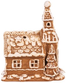 Gyertyatartó mézeskalács templom, kerámia, 16 cm