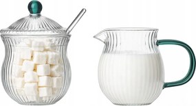 Cukrászda és boroszilikát tejtartó szett elegáns kávéhoz és teához