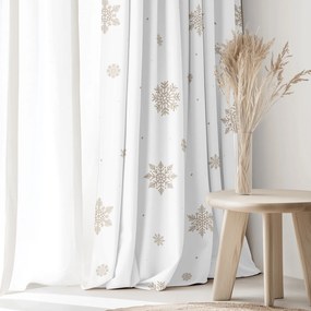 Goldea karácsonyi pamut drapéria - hópelyhek fehéren 140x150 cm