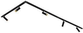 Modern fekete sínrendszer 5 spotlámpával, 1 fázisú GU10 35mm - Iconic Jeana Luxe