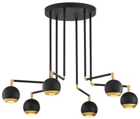 Jupiter 1987 - Csillár rúdon VILAR 6xGU10/10W/230V fekete/arany