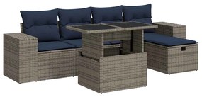 vidaXL 6 részes barna polyrattan akácfa kerti ülőgarnitúra párnával