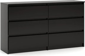 SIMPLE komód 120 cm 6 fiók fekete