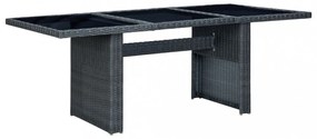 7 részes sötétszürke polyrattan kültéri étkezőszett párnákkal