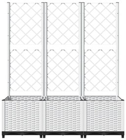 fehér polipropilén rácsos kerti ültetőláda 120 x 40 x 136 cm