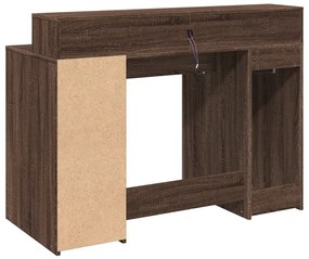 barna tölgy színű szerelt fa íróasztal LED-ekkel 120x55x91 cm