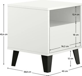 Éjjeliszekrény, fehér, BOGAN NEW 1S