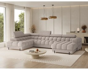 Bézs buklé kinyitható sarokkanapé (bal oldali-U alakú) Feraria – ELTAP