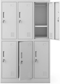 IGOREK iskolai BHP öltözőszekrény, 6 ajtós, 900 x 1500 x 450 mm, szürke