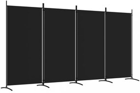 4 paneles fekete szövet térelválasztó 346x180 cm