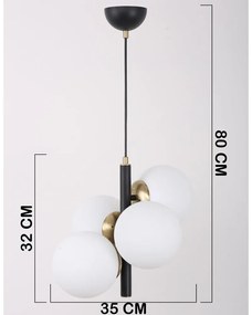 Fehér-fekete függőlámpa üveg búrával ø 15 cm Forte – Squid Lighting