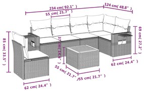 7 részes bézs polyrattan kerti ülőgarnitúra párnákkal