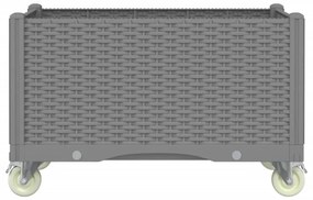 vidaXL világosszürke PP rácsos kerekes ültetőláda 80 x 50 x 54 cm