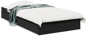 fekete szerelt fa ágykeret fiókokkal 75x190 cm