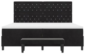 Box spring ágy matraccal és padal fekete 200x200 cm velúr