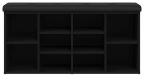 fekete szerelt fa cipőtároló pad 102 x 32 x 50 cm