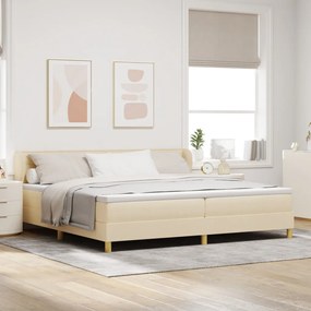 vidaXL Boxspring Ágy Matrac Krem 200x200 cm Szövet