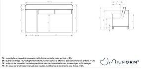Antracitszürke kordbársony heverő (bal oldali) Chic Charlotte – Miuform
