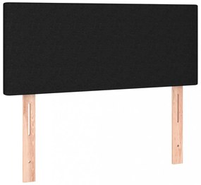 fekete szövet rugós és LED-es ágy matraccal 90x200 cm