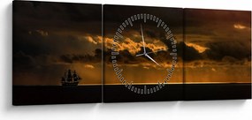 Egy vitorlás naplementekor képe (órával) (90x30 cm)