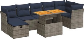 vidaXL 8 részes barna polyrattan akácfa kerti ülőgarnitúra párnákkal