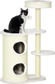 PawHut Macska Fakó, 100 cm, Mászófa Karcoló Hengerrel, Macska Karcoló Oszlop, Macska Fakó Szizálos Oszloppal és Játék Labdával, Macska Bútor Párnával,